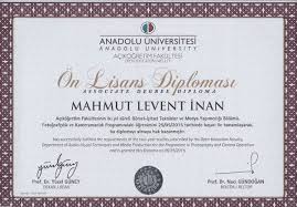 Aöf diplomaları, www.anadolu.edu.tr adresinden sorgulanacak. Hakkinda Levent Inan Kisisel Web Sitesi