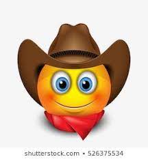 Cute Smiling Emoticon Wearing Cowboy Hat Emoji Smiley Vector Illustration Lizenzfreie Bilder Bilder Stockfoto