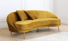 Weitere ideen zu sofa gelb, innenarchitektur, einrichten und wohnen. 3 4 Sitzer Sofa Im Vintage Stil Mit Samtbezug Gelb Glover Maisons Du Monde