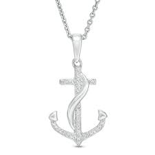A wide variety of diamond anchor necklace options are available to you, such as gold, stainless. 1 20 Ct T W Diamond Anchor Pendant In Sterling Silver Gordon S Jewelers