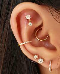 Kalina Flower Dangle Crystal Drop Ear Piercing Earring Studs Set Ear Jewelry Earings Piercings Piercing Jewelry