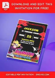 Easily Edit PDF Invitation) Awesome Boruto Birthday Invitation