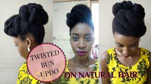 Half updo with a man bun. Elegant Twisted Bun Updo On Nigerian Kinky 4c Hair Youtube
