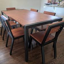 Steel Dining Chair Frames Set Of 2 Free Shipping Etsy Mesa De Madeira E Metal Sala De Jantar Grande Moveis De Aluminio