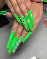 K Y R A H Licensed Nail Tech On Instagram Nia Know Wassup W The Long Nails Double Tip Extra Green Acrylic Nails Green Nails Long Acrylic Nails Coffin