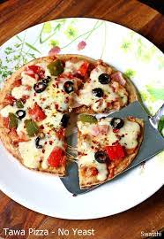 Tawa Pizza Without Yeast How To Make Pizza Without Oven Recipe Pizza Recipes Without Yeast Indian Snack Recipes Pizza Recipes