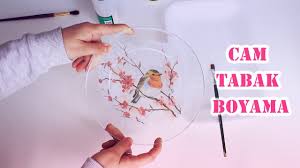 Cam Tabaga Pecete Dekupaj Glass Painting Decoupage Painting Tabak