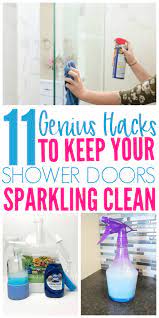 You don't need a jackhammer to remove hard water deposits and stains from your shower head and glass doors! 11 Brilliant Hacks To Clean Glass Shower Doors Organization Obsessed