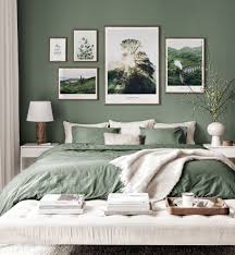 Scottish Gallery Wall Nature Posters Green Interior Walnut Frames Gallery Wall Inspiration Posterst Green Bedroom Walls Bedroom Interior Room Ideas Bedroom