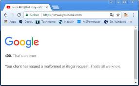 Please add any errors you find, along with any useful suggestions for resolving the problem. Youtube Pages Returns Error 400 In Google Chrome Born S Tech And Windows World