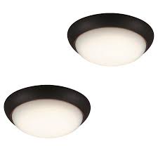 Project Source 2 Pack 11 In Oil Rubbed Bronze Rustic Integrated Led Flush Mount Light Energy Star In The Flush Mount Lighting Department At Lowes Com