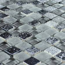 Glas Naturstein Mosaik Fliesen Grau Schwarz Mix Natursteine Mosaiksteine Steine