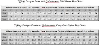 Tiffany Gowns Size Chart Womens Gowns And Formal Dresses