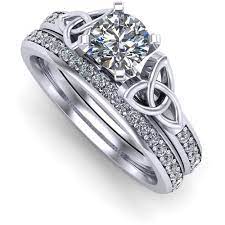 Celtic Bridal Set Aylin 1s Set Platinum Celtic Engagement Rings Celtic Knot Engagement Ring Celtic Wedding Rings