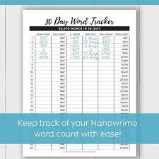 Here S A Sample Of The One Of The Nanowrimo 30 Day Word Tracker Printables At Work It S Amazing How Powerful Trac Nanowrimo Word Count Tracker Words Lettering