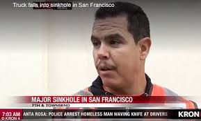 Concrete-carrying truck falls into sinkhole in San Fran