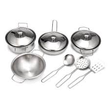 Steel kitchen set toys images black. Play Pots And Pans Toys For Kids Kitchen Playset Pretend Cookware Mini Stainless Steel Cooking Utensils Development Toys For Toddlers Children Walmart Canada
