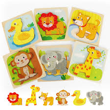When lifted up, each letter has a word that begins with that. Amazon Com Wooden Puzzles For Toddlers Toycraz Animal Jigsaw Puzzles Early Learning Preschool Educational Toys Gift For 2 3 4 5 Years Old Kids 6 Pack Toys Games