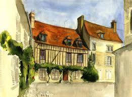 Maisons Rue De La Treille A Senlis Peinture A La Gouache Collection Particuliere Un Millier De Cartes Postales Ont Ete Edite Image Peinture Peinture Paysage