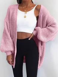 Pink Pockets V Neck Long Sleeve Oversize Fashion Cardigan Sweater Cardigans Sweaters Tops Zara pink oversized cable knit chunky sweater jumper m bnwt bloggers favourite. pink pockets v neck long sleeve oversize fashion cardigan sweater