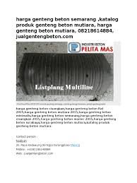 Sebagai distributor genteng keramik kanmuri , kami selalu menyediakan berbagai jenis dan warna genteng kanmuri espanica. Harga Genteng Beton Semarang Katalog Produk Genteng Beton Mutiara Harga Genteng Beton Mutiara 08218614884