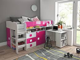 Damit er mit den kleinen denkern mitwächst, sollte seine höhe verstellbar sein. Hochbett Mit Schreibtisch Telly 1 Weiss Rosa Qmm Traummoebel