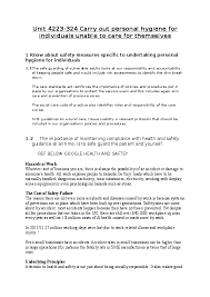 Basic hygiene in the workplace can be attributed to four different things: Doc Unit 4223 324 Carry Out Personal Hygiene For Individuals Unable To Care For Themselves 1 Know About Safety Measures Specific To Undertaking Personal Hygiene For Individuals James Collier Academia Edu