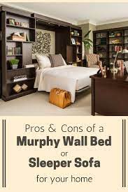 Murphy beds provide extra space and functionality and are typically installed in a spare bedroom. The Pros And Cons Of A Murphy Wall Bed Vs A Sleeper Sofa Wall Bed Murphy Wall Beds Murphy Bed Plans