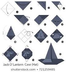 Step By Step Instructions How To Make Origami Jack O Lantern Hat Halloween Origami Origami Origami Crafts