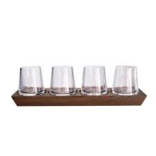 2 in 1 portable wooden whiskey glass tray cigar holder rest ashtray home decor. Ludlow Whiskey Glass Set With Wood Base