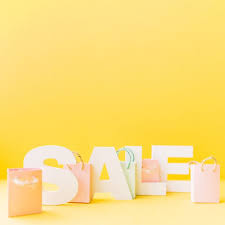 Download Small Pink Shopping Bag In Front Of Letter Sale On Yellow Background For Free Yellow Background Sale Poster Logo Online Shop