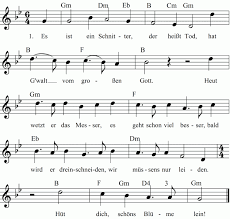 In meinem kämmerlein blüht auch ein blümelein und das heißt: Es Ist Ein Schnitter Noten Liedtext Midi Akkorde