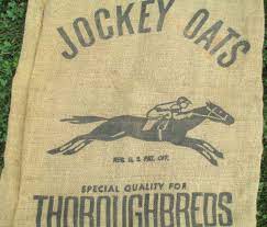 Vintage Grain Sack Jockey Oats Minnesota Advertising Horse Racing Graphic Large Burlap Feedsack Vintage Grain Sack Grain Sack Sack