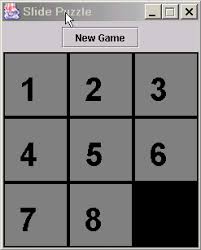 This is classic sliding game with numbers. Java Example Slide Puzzle