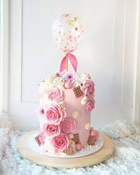 Beautiful happy birthday greeting card with gift and balloons in bright colors. Flowers Butterfly And Balloons Foodphotography Foodstyling Cakesbyaranee Cakeofinsta Pe Fresh Flower Cake Beautiful Birthday Cakes Cake