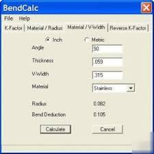 bendcalc download bend deduction and bend allowance calculator