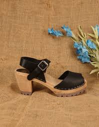 Mia Greta Swedish Clog Heel Black Lateda Girls