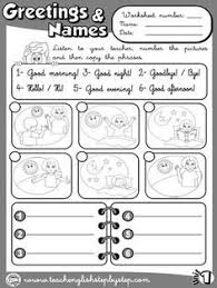 Greetings And Names Worksheet 4 B W Version Teaching English English Lessons English Primary School