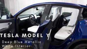 The $46,990 long range model 3 can now go 353 miles. Tesla Model Y Performance In Deep Blue Metallic And White Interior First Look Review No Commentary Youtube