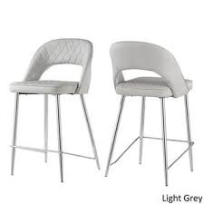 Jeana Faux Leather And Chrome Finish Counter Height Chairs Set Of 2 By Inspire Q Modern Grey Gray Counter Height Chairs Counter Stools Inspire Q
