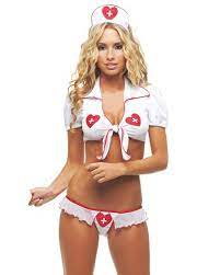 Women Sexy Two Piece Set Doctor Nurse Cosplay Costume Crop Tops and Panties  Skirt Pajamas Lingerie,XXL