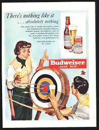 Original 1950 Budweiser Beer Bow Arrow Target Practice Vintage Print Ad Budweiser Budweiser Beer Beer