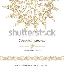 set oriental patterns borders made contour stock vector