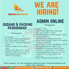 Maybe you would like to learn more about one of these? Lowongan Kerja Admin Online Gudang Dan Packing Pengiriman Meizon Atk Center Bandung Juni 2020 Info Loker Bandung 2021