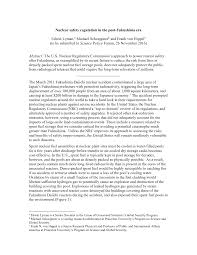 Nuclear safety regulation in the post-Fukushima era Edwin Lyman,a Michael  Schoeppnerb and Frank von Hippelc (to be submitted to