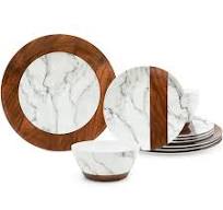 Amazon.com | LEHAHA Rustic Modern Melamine Dinnerware Sets ...