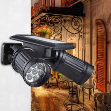New Solar Led Spotlights Double Head Human Body Induction Sensor Light Wall Garage Garden Shops 14 Led Spotlights Ne Jardin De Pared Luces Solares Jardin Focos