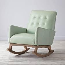 Light Green Leather Button Tufted Rocking Chair Rock on with modern style in this rocking chair.