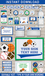 5 out of 5 stars with 1 ratings. All Star Sports Birthday Party Printables Invitations Decorations