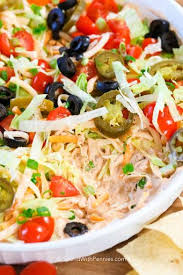 Taco Dip Recipe Yummly Recipe Baked Dips Taco Dip Easy Taco Dip Recipe